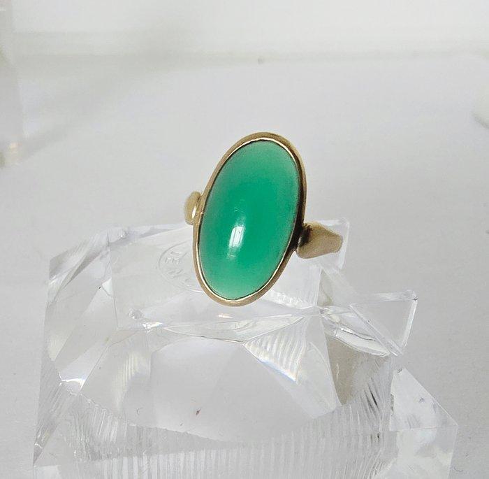 Zonder Minimumprijs - Ring - 8 karaat Geel goud - Crysopraas, Handtassen en Accessoires, Ringen