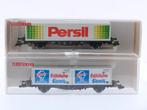 Schaal H0 Fleischmann 5236 en 5244 set van 2 containerwag..., Hobby & Loisirs créatifs, Trains miniatures | HO, Ophalen of Verzenden