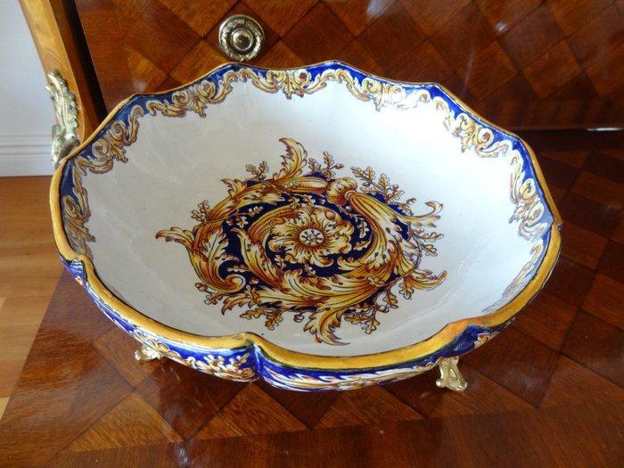 Gien - Bol - Faience - Monture en ormolu de coquille., Antiek en Kunst, Antiek | Glaswerk en Kristal