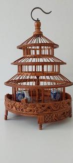 Vogelkooi - Bamboe - Handcarved Bamboo, Antiek en Kunst