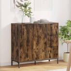 vidaXL Dressoir met lade Gerookt eiken 89.5 x 33 x 82 cm, Huis en Inrichting, Verzenden, Nieuw