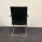 vergaderstoel / stapelstoel, zwart leren bekleding - chroom, Gebruikt, Zwart, Eén