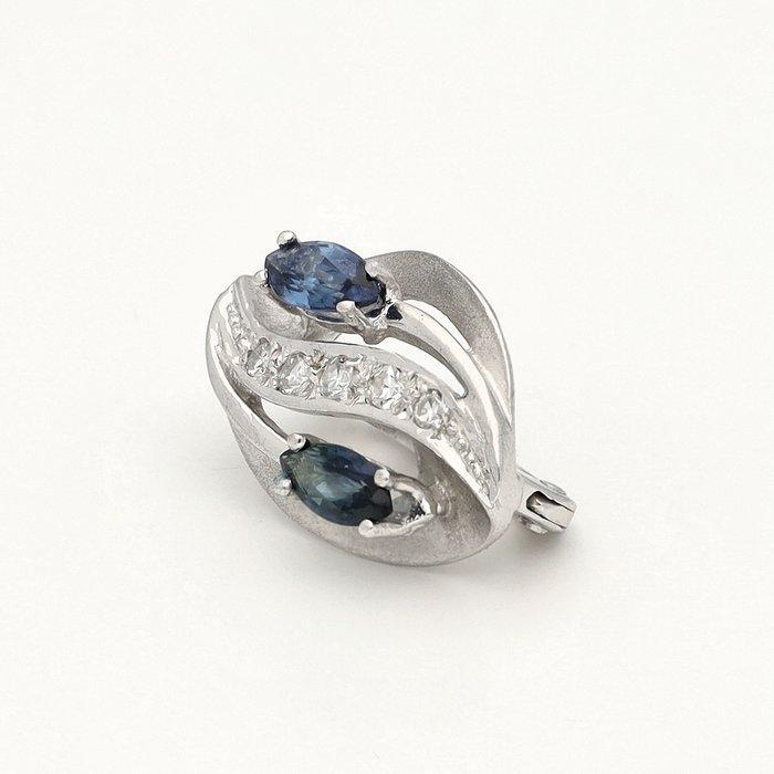 Zonder Minimumprijs - Hanger - 14 karaat Witgoud Saffier -, Handtassen en Accessoires, Antieke sieraden