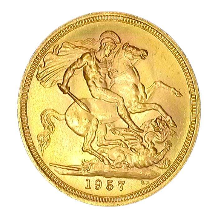 Verenigd Koninkrijk. Elizabeth II. Sovereign 1957 (Zonder, Postzegels en Munten, Munten | Europa | Niet-Euromunten