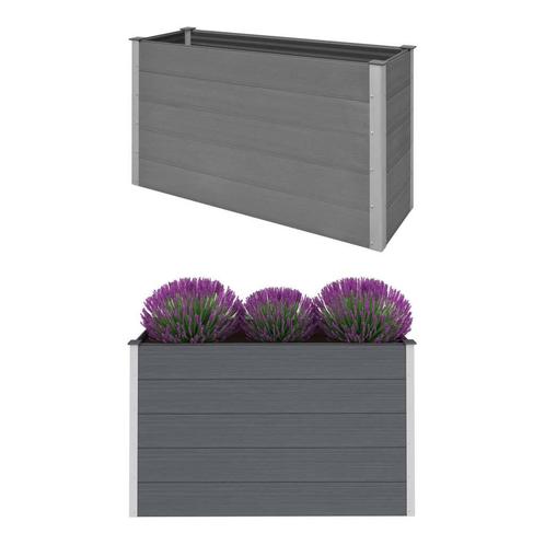 vidaXL Plantenbak verhoogd 150x50x91 cm HKC grijs, Tuin en Terras, Bloempotten, Nieuw, Verzenden