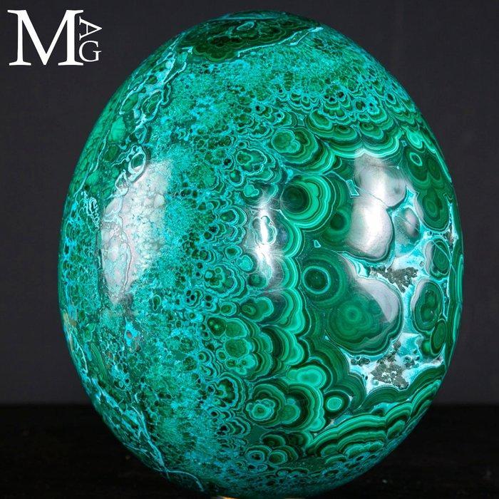 Uitzonderlijk malachiet-ei met chrysocolla – Zeldzaam, Verzamelen, Mineralen en Fossielen