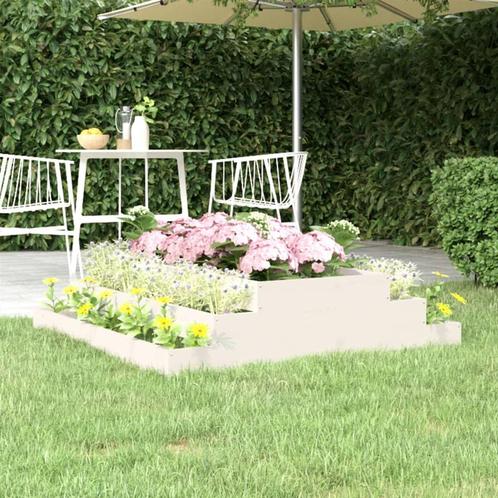 vidaXL Plantenbak 110x110x27 cm massief grenenhout wit, Tuin en Terras, Bloempotten, Nieuw, Verzenden