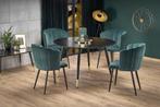Zwarte Rond Eettafel EMBOS 120x120 | Tweede Kansje, Huis en Inrichting, Tafels | Eettafels, Glamoureus / modern, Verzenden, Rond