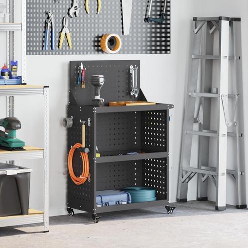 vidaXL Gereedschapswagen Zwart 65 x 35 x 111 cm Poedercoated, Doe-het-zelf en Bouw, Gereedschapskisten, Nieuw, Verzenden