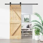 vidaXL Schuifdeur met beslag 70x210 cm massief grenenhout, Doe-het-zelf en Bouw, Deuren en Vliegenramen, Verzenden, Nieuw