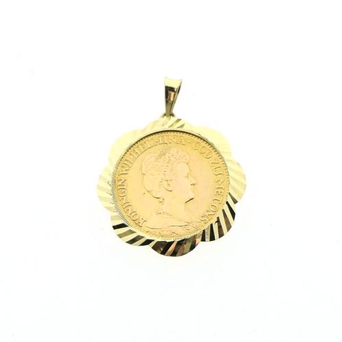 Gouden hanger van 10 gulden munt Koningin Wilhelmina 1913, Handtassen en Accessoires, Bedels, Gebruikt, Overige merken, Goud, Ophalen of Verzenden
