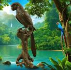 Beeld, Bronzen Amazone Papegaai op bronzen boomstronk -, Antiek en Kunst