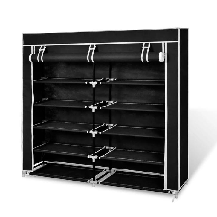 vidaXL Schoenenkast met hoes 115x28x110 stof zwart, Huis en Inrichting, Kasten | Schoenenkasten, Nieuw, Verzenden