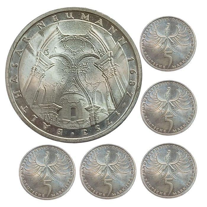 Allemagne. 5 Mark - 6 monete argento (Sans Prix de Réserve), Postzegels en Munten, Munten | Europa | Niet-Euromunten