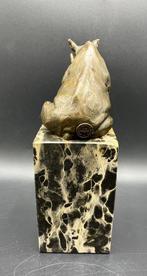 Statue, Bronzen beeld van een zittende neushoorn op een