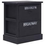 vidaXL Nachtkastje 38x28x45 cm paulowniahout zwart, Huis en Inrichting, Slaapkamer | Nachtkastjes, Verzenden, Nieuw