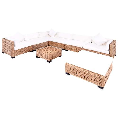 vidaXL Loungeset natuurlijk rattan 27-delig, Huis en Inrichting, Zetels | Zetels, Nieuw, Verzenden