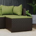 vidaXL Voetensteun met kussen poly rattan bruin, Tuin en Terras, Verzenden, Nieuw