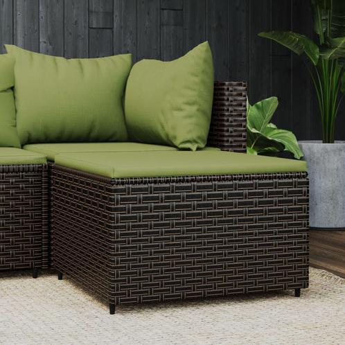 vidaXL Voetensteun met kussen poly rattan bruin, Tuin en Terras, Tuinsets en Loungesets, Nieuw, Verzenden