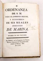 S.M. - Ordenanzas para sus Reales Arsenales de Marina - 1776, Antiquités & Art