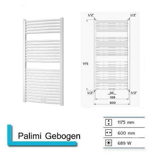 Handdoekradiator Palimi Gebogen 1175 x 600 mm Zandsteen, Doe-het-zelf en Bouw, Sanitair, Overige typen, Nieuw, Ophalen of Verzenden