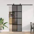 vidaXL Schuifdeur met beslagset 76x205 cm gehard glas zwart, Doe-het-zelf en Bouw, Deuren en Vliegenramen, Verzenden, Nieuw
