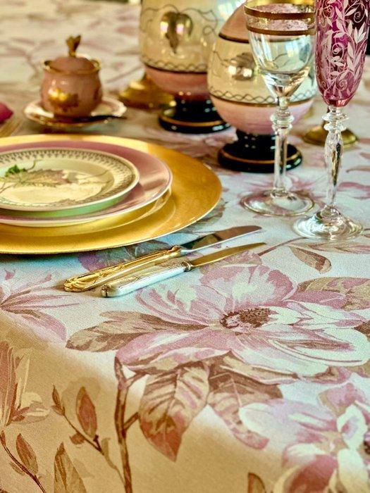 Roze magnoliaprint tafelkleed voor grote tafels. -, Antiek en Kunst, Kunst | Designobjecten