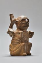 Pre-Columbiaans. Moche Keramisch zeldzaam skeletvat Met