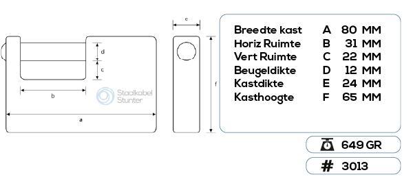 Pantser Blokslot  80mm Gelijksluitend, Tuin en Terras, Overige Tuin en Terras, Verzenden