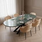 Green Marble Eetkamertafel  Plat Ovaal 160x90, Huis en Inrichting, Tafels | Eettafels, Nieuw