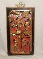 Houtsnijwerk paneel - Hout, Verguld, Parelmoer - China -, Antiek en Kunst