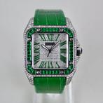 Cartier - Santos 100 Custom Diamond/Emerald - 2656 - Heren -, Handtassen en Accessoires, Horloges | Heren, Nieuw