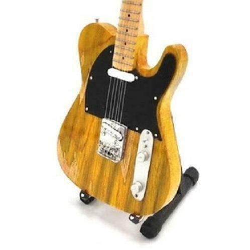 Miniatuur Fender Telecaster gitaar met gratis standaard, Collections, Cinéma & Télévision, Envoi