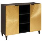 vidaXL Bijzetkast Zwart en Goud 90 x 33.5 x 75 cm massief, Huis en Inrichting, Verzenden, Nieuw