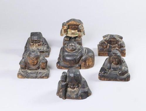 Antique Sculptures – Complete Set of Seven Lucky Gods –, Antiek en Kunst, Antiek | Overige Antiek