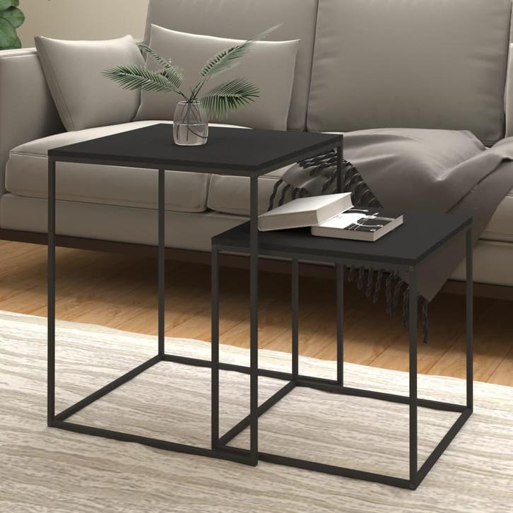vidaXL Salontafelset 2 st bewerkt hout en metaal, Huis en Inrichting, Tafels | Salontafels, Nieuw, Verzenden