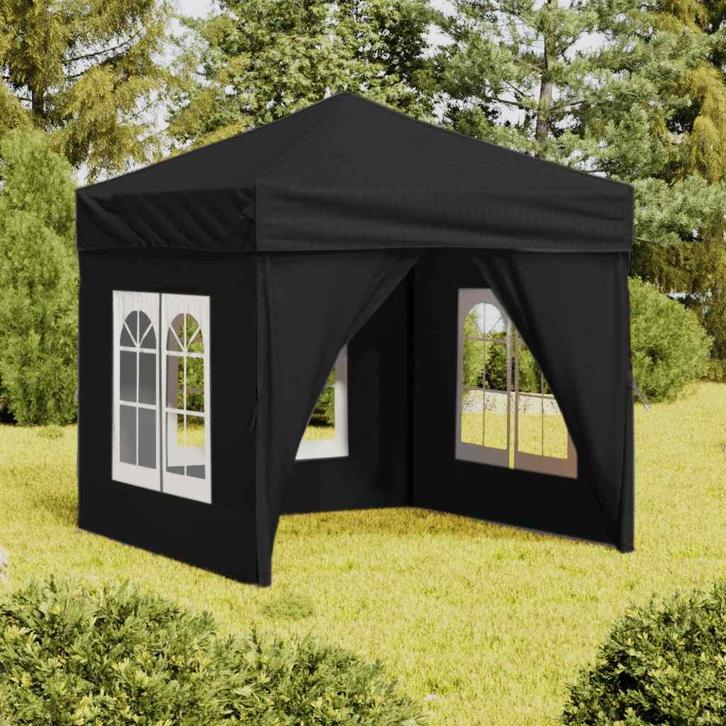 vidaXL Partytent inklapbaar met zijwanden 2x2 m zwart, Tuin en Terras, Partytenten, Nieuw, Verzenden