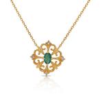 Collier - 18 carats Or jaune -  0.17ct. tw. Émeraude -, Nieuw