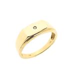 Gouden zegelring met diamant; 0,01 ct. | Heren (vintage), Handtassen en Accessoires, Ringen, Gebruikt, Overige kleuren, 19 tot 20