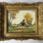 Onbekend - Herder met kudde schapen, pastoraal landschap,