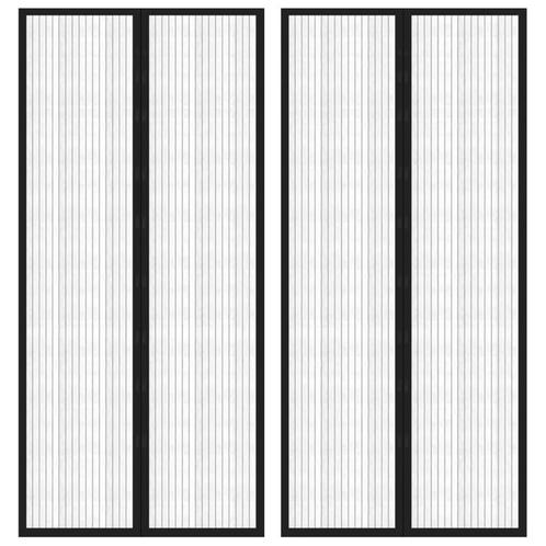vidaXL Insectendeurgordijnen 2 st magnetisch 210x90 cm zwart, Doe-het-zelf en Bouw, Deuren en Vliegenramen, Nieuw, Verzenden