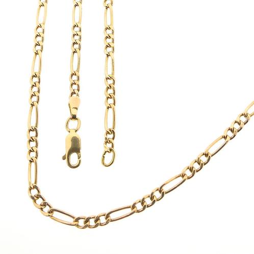 Gouden Figaro schakel ketting | 61 cm (heren ketting), Handtassen en Accessoires, Kettingen, Overige kleuren, Gebruikt, Goud, Ophalen of Verzenden