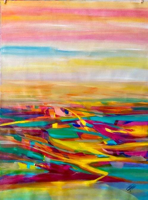 Isabel Tapias T - Los interminables campos de flores XXL, Antiek en Kunst, Kunst | Schilderijen | Modern