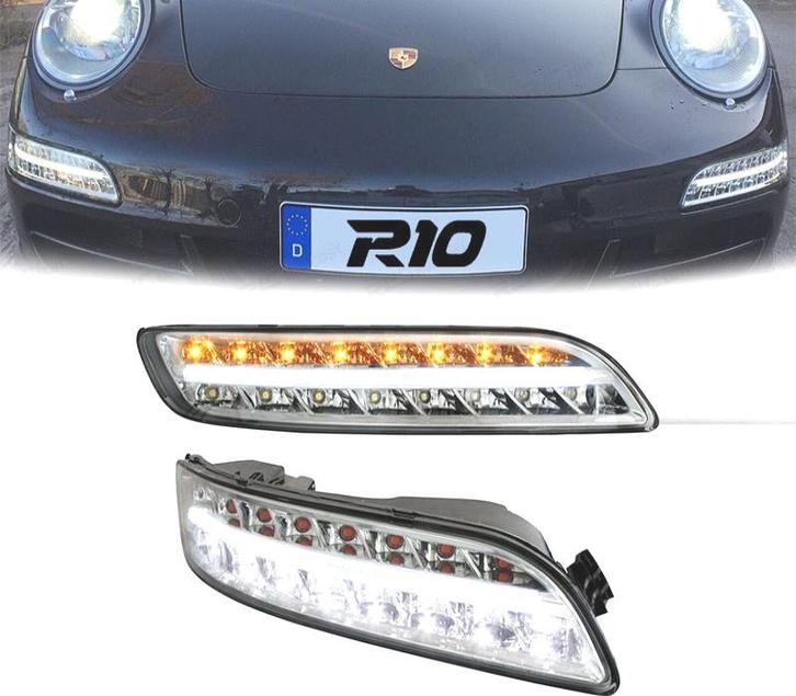 KIT FEUX DIURNES + CLIGNOTANTS POUR PORSCHE CARRERA 997, Auto-onderdelen, Verlichting, Verzenden