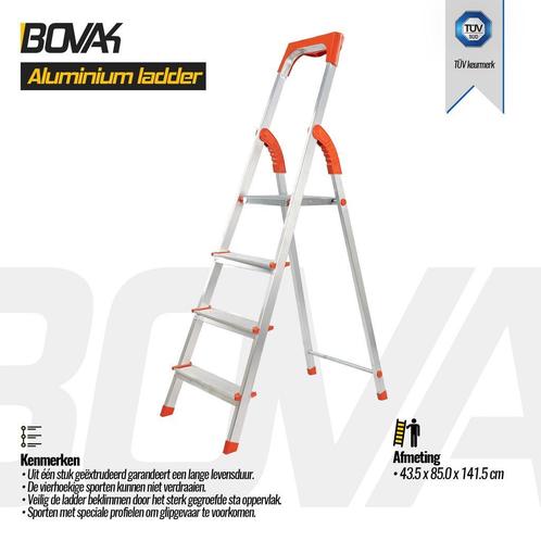 Bovak Huishoudtrap – Keukentrapje -Aluminium ladder - trap, Doe-het-zelf en Bouw, Ladders en Trappen, Trap, Nieuw, Opvouwbaar of Inschuifbaar