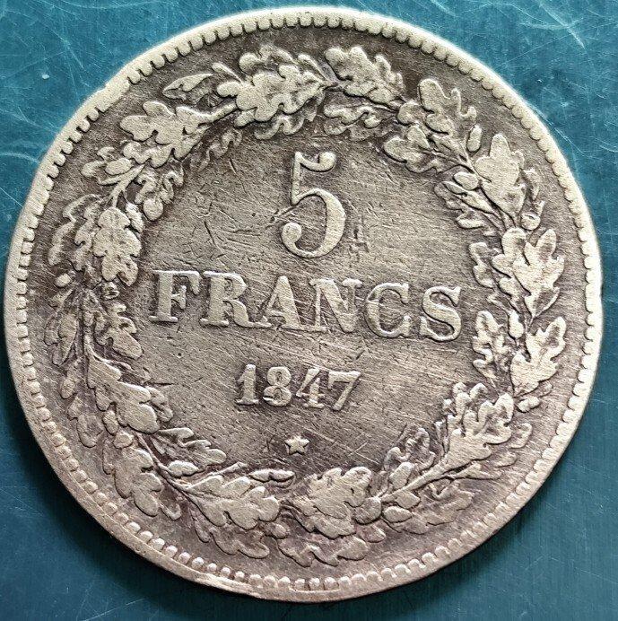 België. Leopold I. 5 Francs 1847 (Zonder minimumprijs), Postzegels en Munten, Munten | Nederland