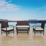 vidaXL 4-delige Loungeset met kussens poly rattan bruin, Verzenden, Nieuw, Loungeset