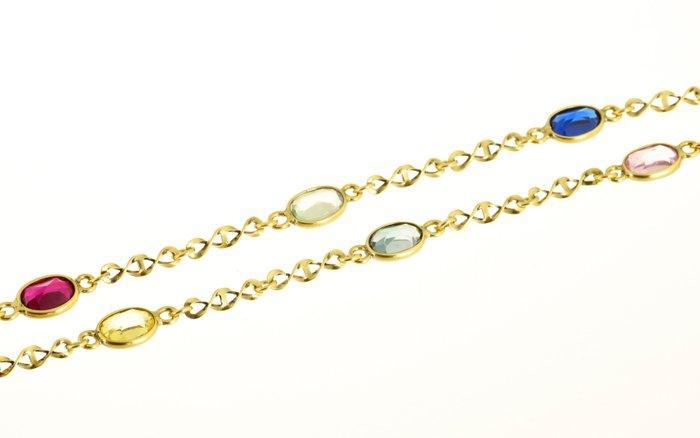 Ketting - 18 karaat Geel goud Synthetische edelsteen, Handtassen en Accessoires, Antieke sieraden