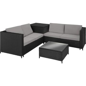 tectake Wicker lounge Siena - zwart / grijs, Verzenden