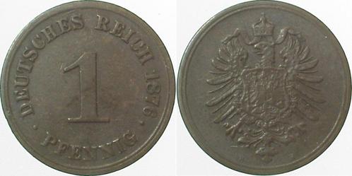 Kaiserreich 1 Pfennig 1876h ss/vz onedel, Timbres & Monnaies, Monnaies | Europe | Monnaies non-euro, Envoi